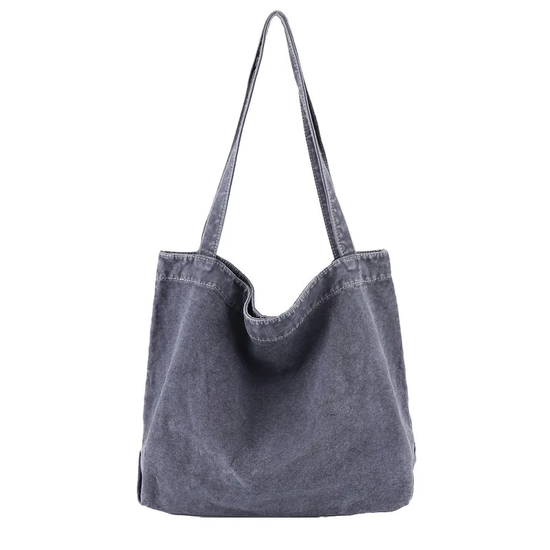 

Ougger Large Shoulder Bag Women Handbags Summer Gray Canvas Latest Model England Style Solid Tote Bag for Shopping