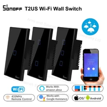 Sonoff T3 T2 US Smart Wifi Wall Touch Light Switch 1 2 3 Gang Touch/WiFi/ RF/APP Remote Smart Home Controller Work with Alexa sonoff eu smart wifi wall touch light switch 1 2 gang touch wifi rf433 app remote smart home controller work with alexa google