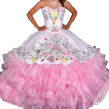 Новое сексуальное Розовое Бальное Платье с вышивкой Бальные платья с многоуровневой органзой размера плюс 16 милое платье Vestido дебютантное платье