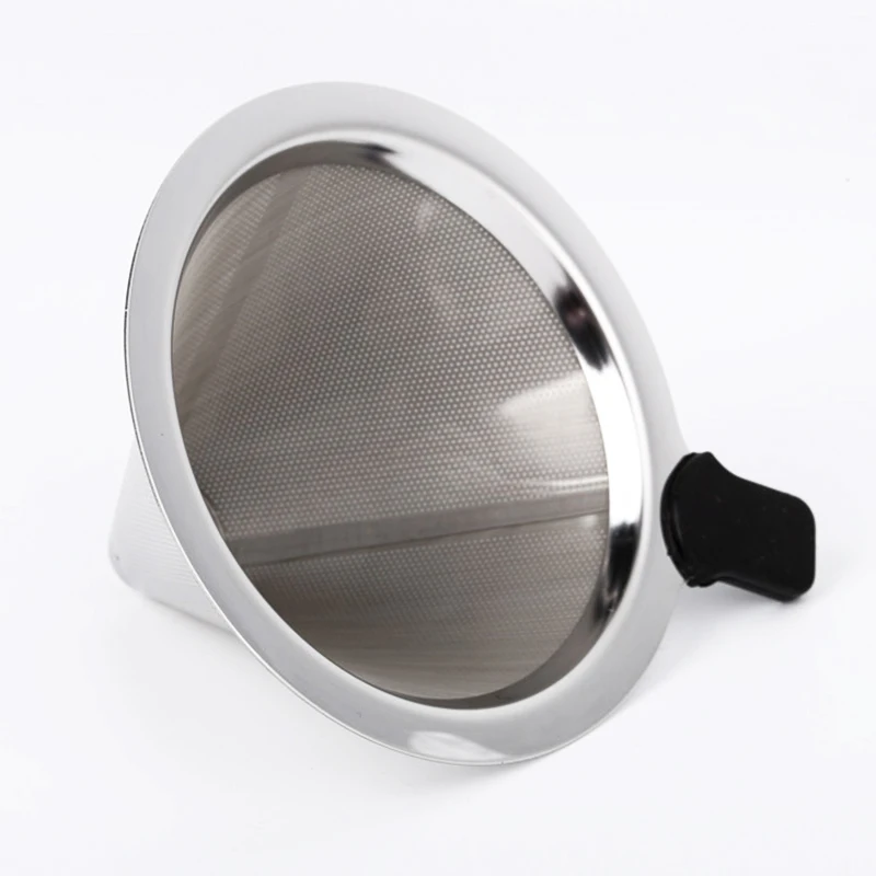 

Stainless Steel Coffee Filter Silver Funnel Cup Cone Drip Mesh Strainer