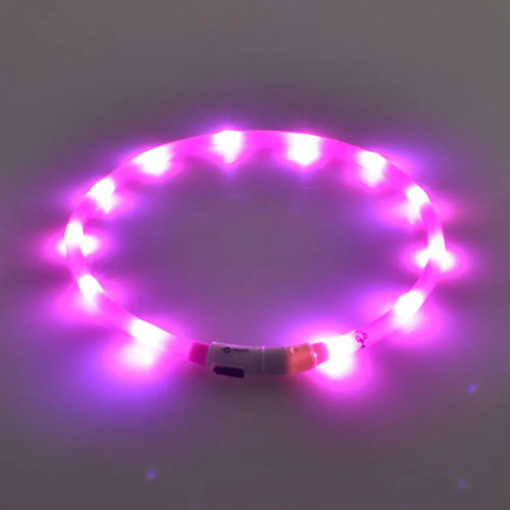 USB Водонепроницаемый светодиодный светильник с мигающим светом, безопасный ошейник для собак, ошейник для щенков, цветной ошейник для собак GK1106 - Цвет: purple
