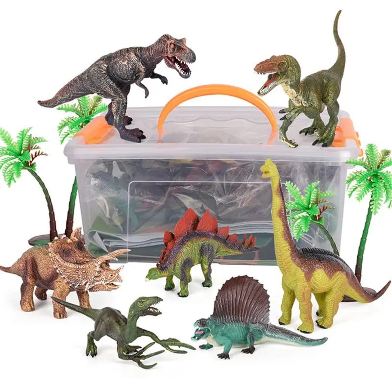 Trees Rocks 50-Pc Kids Dinosaur Island Moving Mouth Play Mat Action Figure Set 