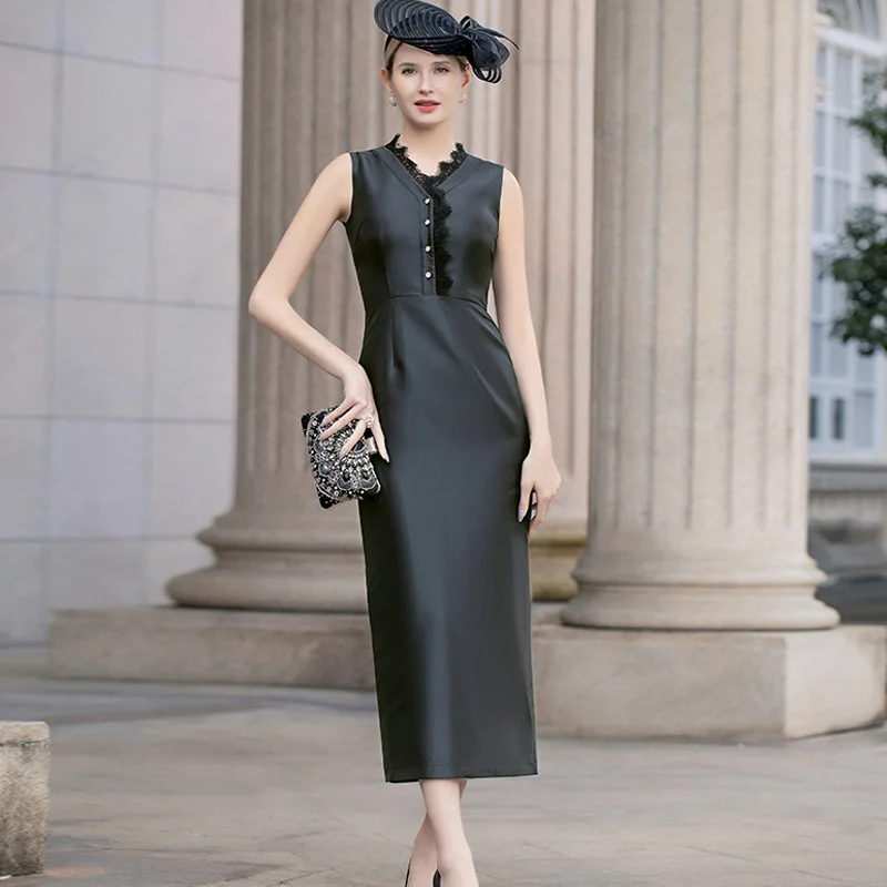 cuchara Responder Alérgico Vestido de tubo de cuero para mujer, vestido negro recto con cuello en V,  coreano, de noche, DZ2592A|Vestidos| - AliExpress