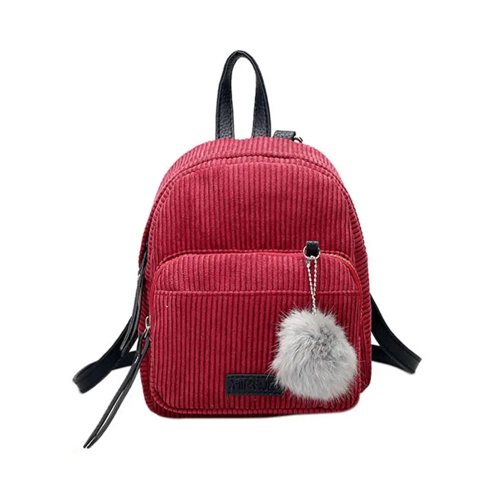 red Вельветовые рюкзаки для женщин Mochila модные зимние повседневные стильные Женские однотонные рюкзаки для девочек-подростков Прямая поставка - Цвет: red