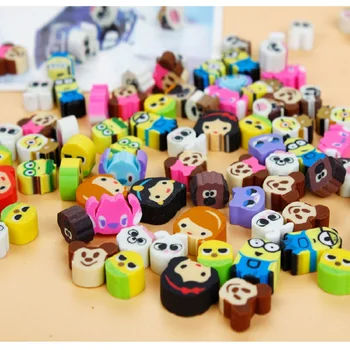 

100 pcs/ lot mixed small size TPR cartoon Rubber erasers Creative Learning stationery Correction Supplies for kids