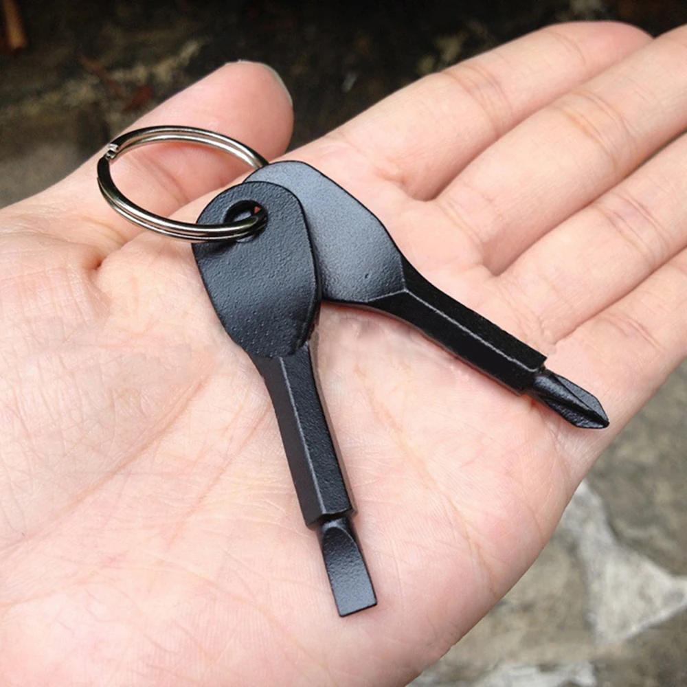 

New Stainless Steel Mini EDC Multifunction Screwdriver Key Shape Slotted Screwdrivers Keychain Pocket Repair Tool