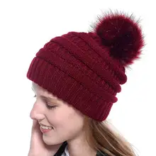 Новые зимние вязаные шапочки с помпонами, шерстяные шапки, теплые хлопковые шапки с ушками, черные, белые, серые модные шапки для женщин и девочек, аксессуары