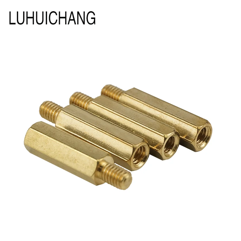 Luhuichang 30 шт. M3 * L + 6 мм Шестигранная головка латунная распорная гайка медная