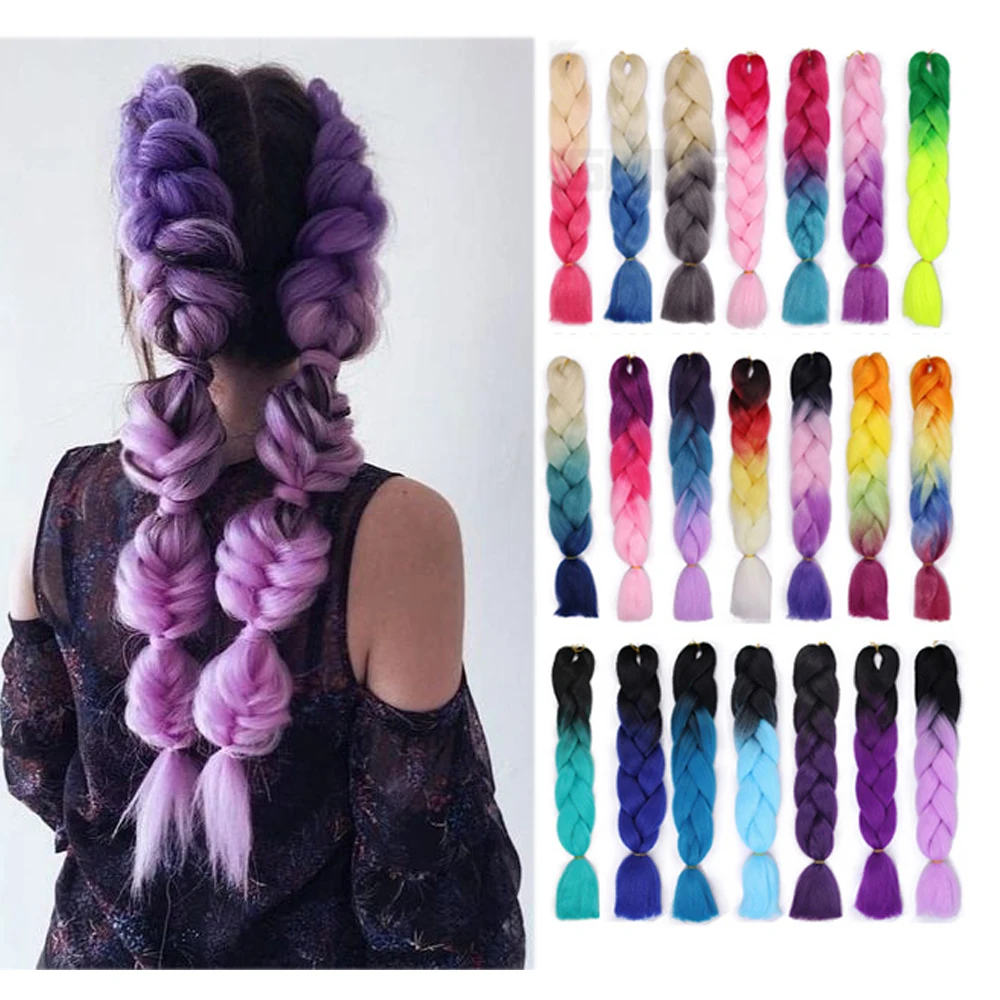 

Nayoo Hair Jumbo Braids Crochet Braiding Hair 24Inch Long Ombre Synthetic Braid Hair Extensions for Woman