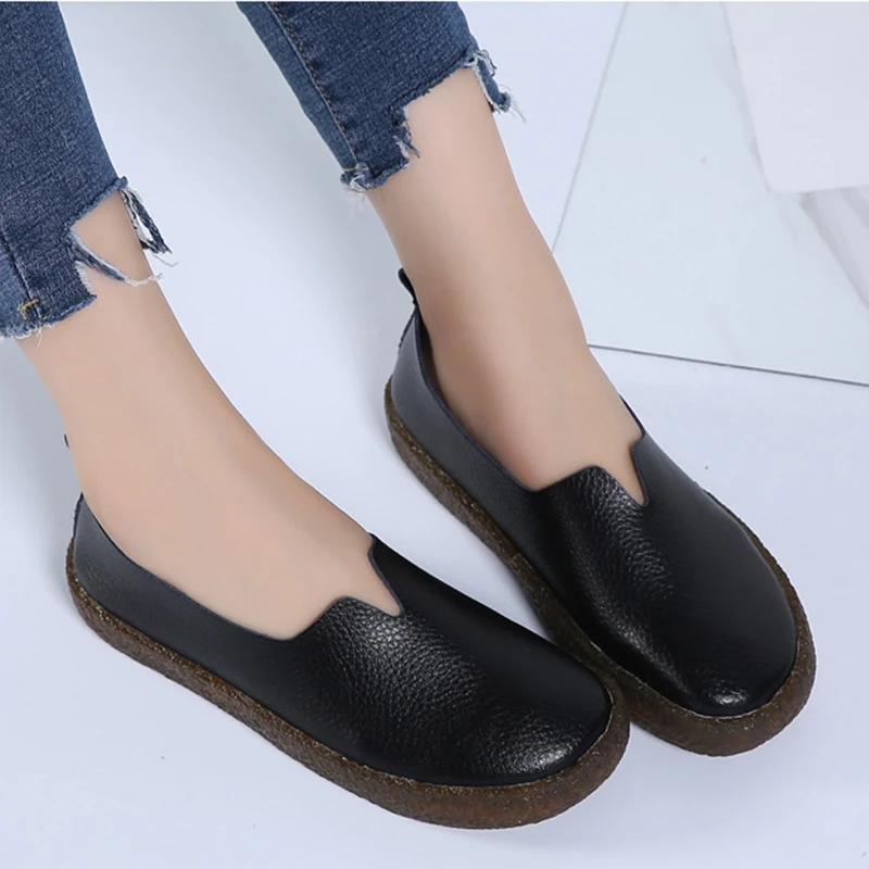 Spring PU Leather Women Flat Shoes 2020 Casual Shallow Sewing Solid Color Women Loafers Summer Beach Women Shoes Flats VT663 (2)