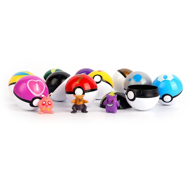 12pcs/set Action Figure Pokemon Game Poke Ball  Pocket Monster Pikachu Snorlax Jigglypuff  Original Pokemon Monster Pokeball kid 2