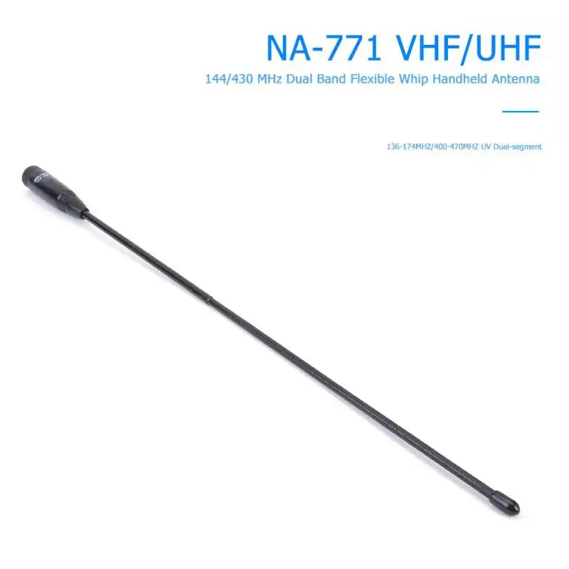 1 шт. NA-771 Двухдиапазонная SMA-M Мужская портативная антенна черная простая и прочная 2.15dBi 10 Вт для Yaesu BAOFENG рация 38 см