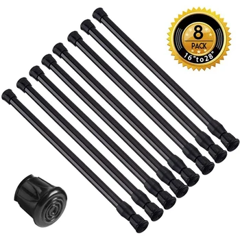 

8 Pack Small Short Spring Tension Rods 15.7 inch to 28 inch Black Curtain Rod Tension Spring Rod