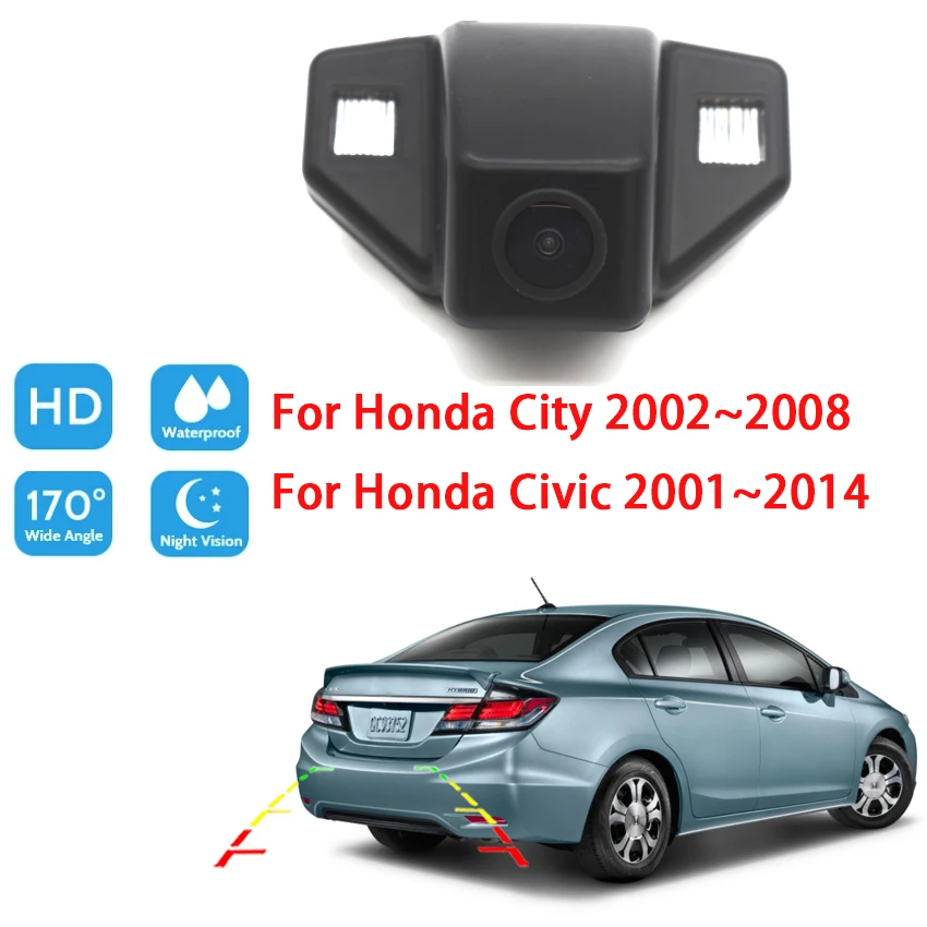 

Автомобильная камера заднего вида с ночным видением для Honda City 2002 ~ 2008 Civic 2001 ~ 2014 Full HD CCD, водонепроницаемая парковочная камера заднего вида