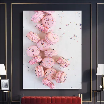 

Canvas Painting Posters Pink Macaron Paintings Wall Art Picture Tableau Mural Gourmet Poster Decorative Painting Tuinposter