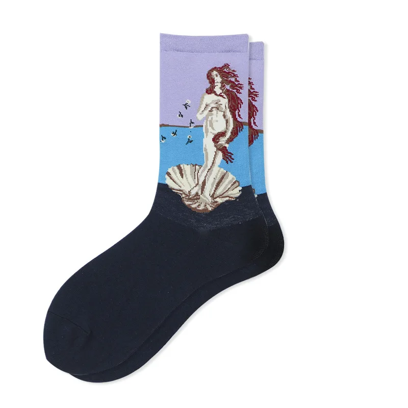 Jeseca новая Звездная ночь теплые носки для зимы Ретро Для женщин Искусство Ван Гог роспись всемирно известная картина маслом унисекс из хлопка с фирменным логотипом забавные носки для девочек - Цвет: Mermaid