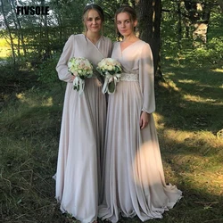 Fivsole A-line Chiffon Bridesmaid Dresses 2021 Charming Lace Waist Long Party Prom Dress Plus Size Vestido De Fiesta De Boda