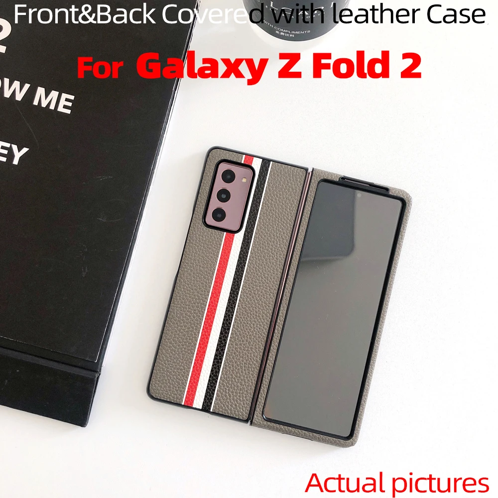 

For Galaxy Z Fold 2 Case for Galaxy Z Fold2 5G front and back covered with Luxury leather Case For Galaxy Z Fold2 5G Case