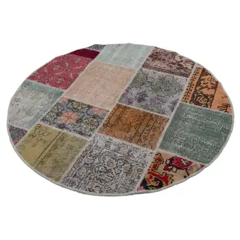 

155x155 Cm Multicolor Handmade Round Patchwork Rug-5x5 Ft