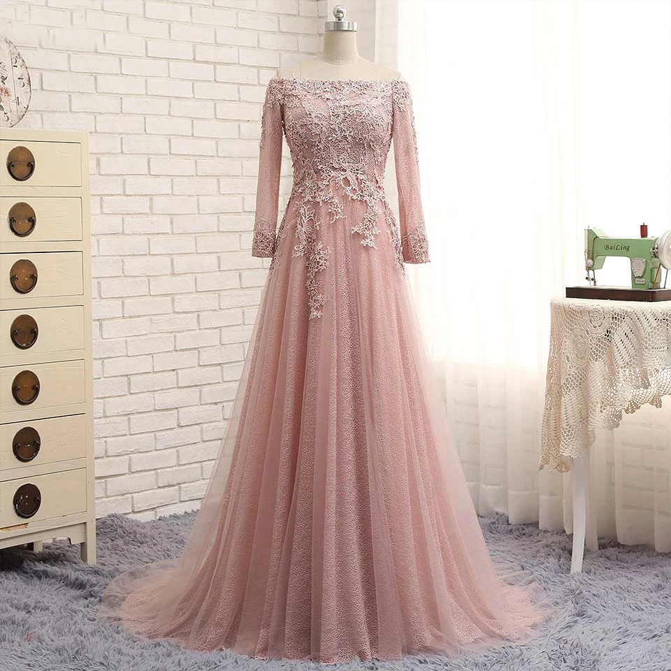 Lange Mouwen Lace Backhole Moeder Van De Bruid Jurken Voor Bruiloften Off Schouder Kralen Formele Godmother Bruidegom Lange Jurken Lange Mouwen Lace Backhole Moeder Van De Bruid Jurken Voor Bruiloften Off Schouder Kralen Formele Godmother Bruidegom Lange Jurken