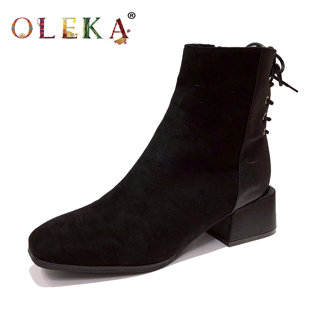 

OLEKA Mid-calf Winter Boots For Women Square Heel Narrow Band Round Toe Winter Boots Fashion Style Work & Safety New AS723