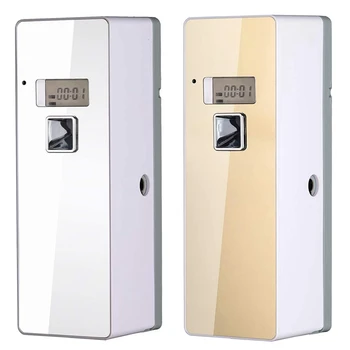 

2 Set Free Standing Wall-Mounted Home Odor Neutralizing Automatic Air Fragrance Aerosol Spray Dispenser Gold & White