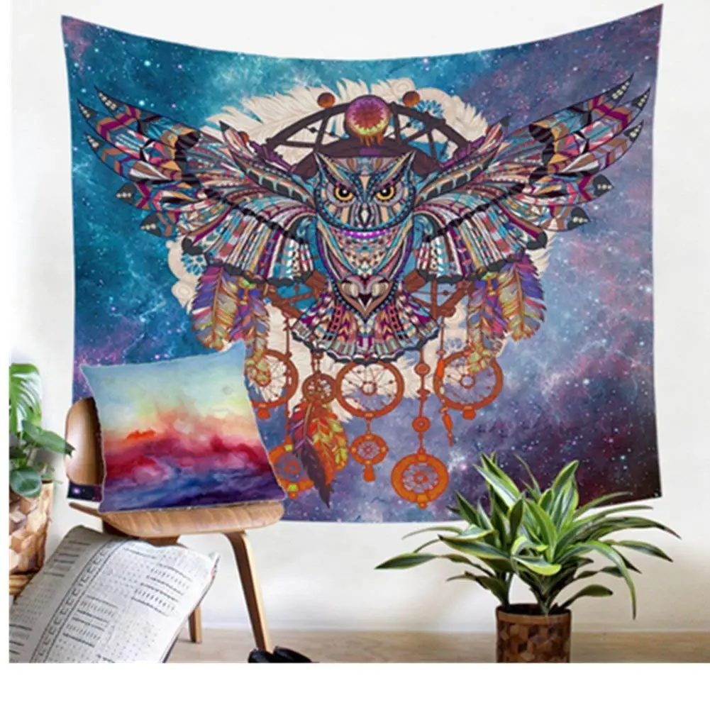 

Owl Dream Catcher with Feathers Tapestry Bohemia Wall Hanging Indian Dorm Decor