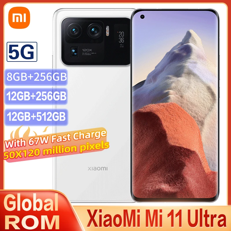 Глобальная ПЗУ Xiaomi Mi 11 Ultra 5G Версия 12 ГБ 256 / 512 Смартфон Snapdragon 888 50MP Камера 2K