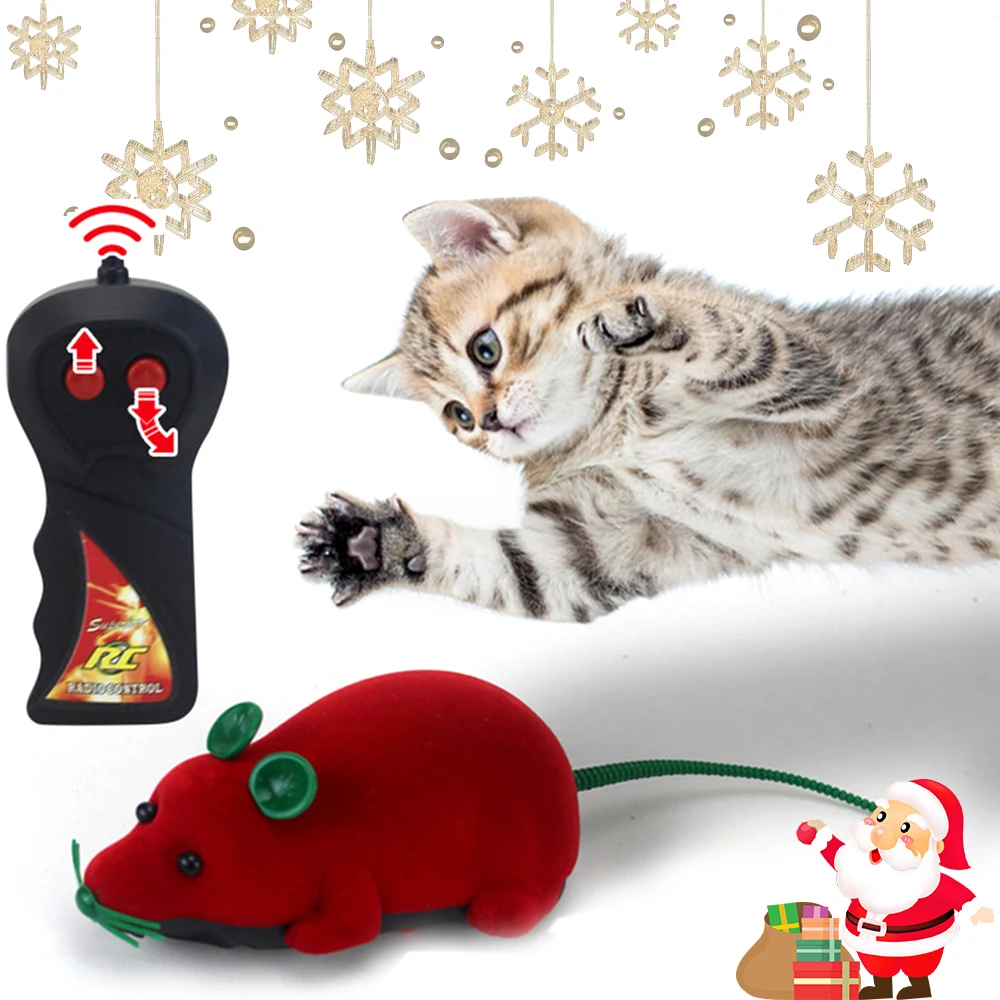 Christmas Pet Cat Toys Interactive Electric Mouse With Wireless Remote Control Mouse Toy Electronic Play Toy Holiday Kid Gifts