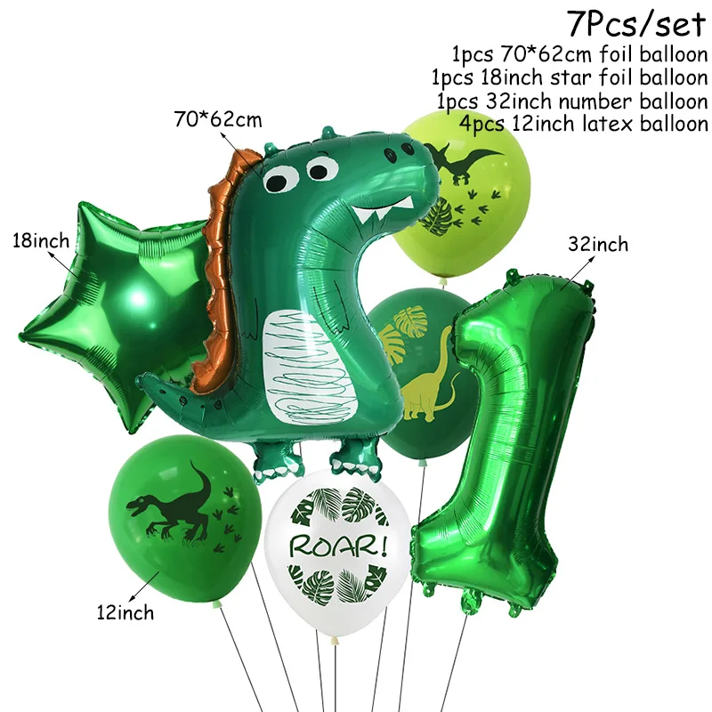 Dinosaur Party Balloon Dinosaur Birthday Party Foil Number Balloons Kids Wild Animal Jungle Birthday Party Decorations Globos