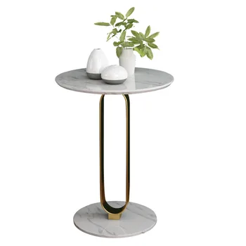 

Hand-polished edge marble coffee table high temperature paint iron Nordic small desk feel comfortable simple living