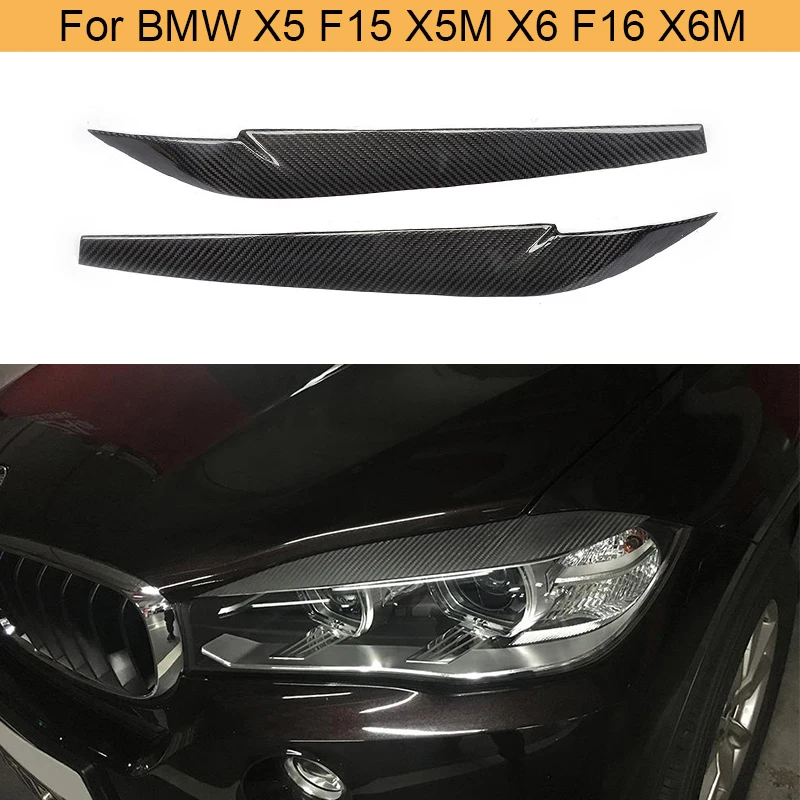 Cuztom Tuning for 2015-2018 BMW F15 X5 F85 X5M F16 F86 X6 X6M Carbon Fiber Headlight Eye LID Cover Pair Eyebrow 