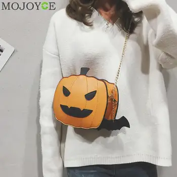 

Cartoon Cute Pumpkin Shoulder CrossbodyBag PU Leather Women Halloween Small Chain Messenger Bags