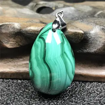 

Natural Green Malachite Pendant Jewelry For Woman Man Crystal 30x19x11mm Beads Silver Water Drop Stone Necklace Pendant AAAAA