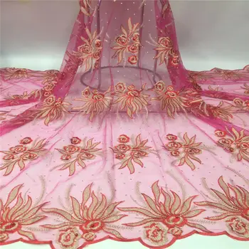 

African Lace Fabric Embroidered beads Nigerian Laces Fabrics Bridal High Quality French Tulle Lace Fabric For Wedding Party
