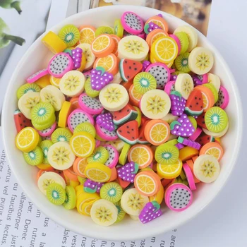

100 Pcs/set Cute Clay Beads Craft Fruit Slices Flat Back Cabochons Scrapbooking Phone Embellishments Diy Accessories Party Decor