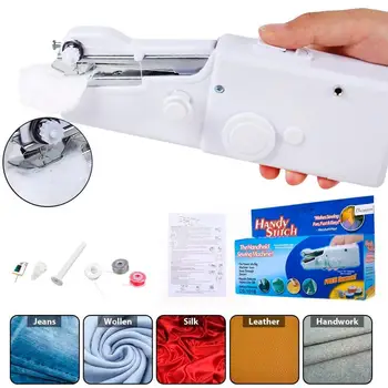 

HUIRAN 1pc Portable Household Mini Hand Sewing Machine Simple Operation Sewing Tools Sewing Cloth Fabric Handy Needlework Tool