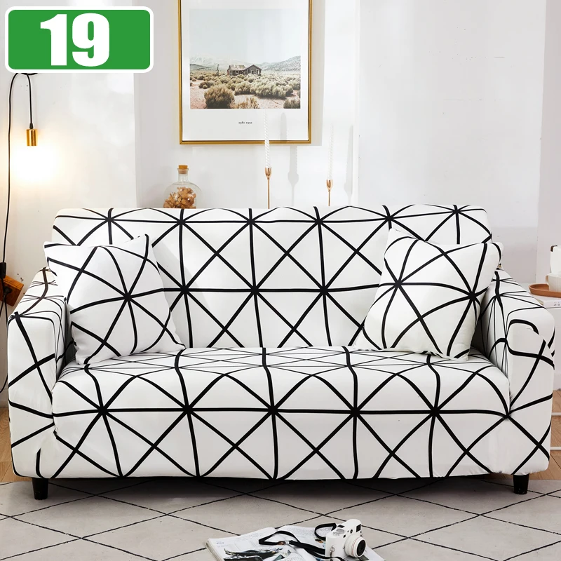 Elastic Sofa Cover Slipcovers for Living Room Stretch 1/2/3/4 Seater Plaid Sofa Armchair Couch Covers L-Shaped Corner Sofa Cover