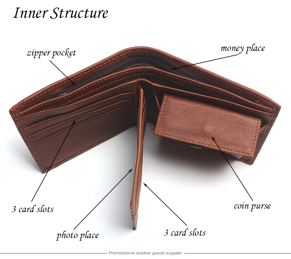 Eagle Head Embossed Wallet For Men Fashion Man Genuine Leather Wallets Cowhide Coin Purse