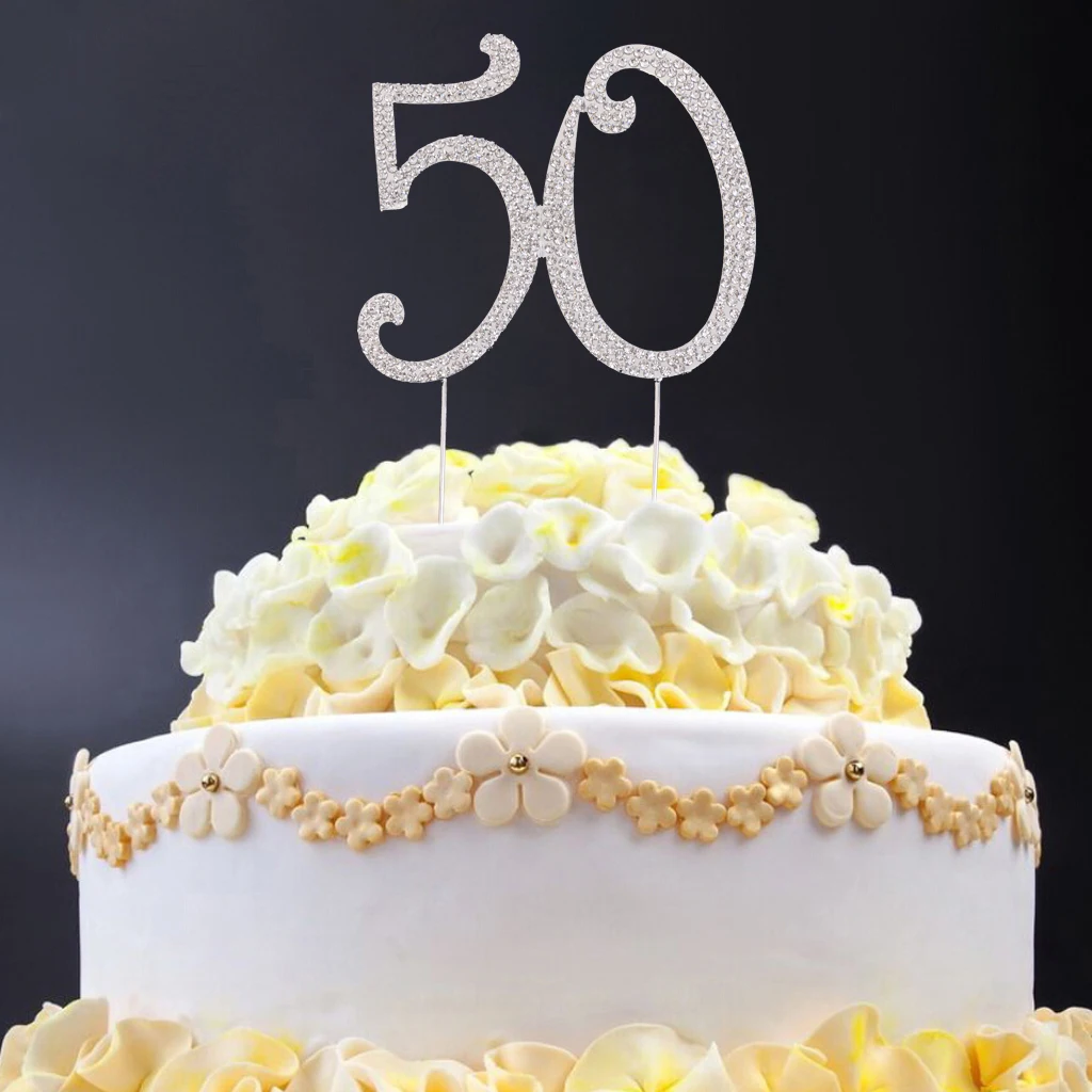 Диаманте номер выбрать 50th 50 кристалл горный хрусталь торт Топпер серебро