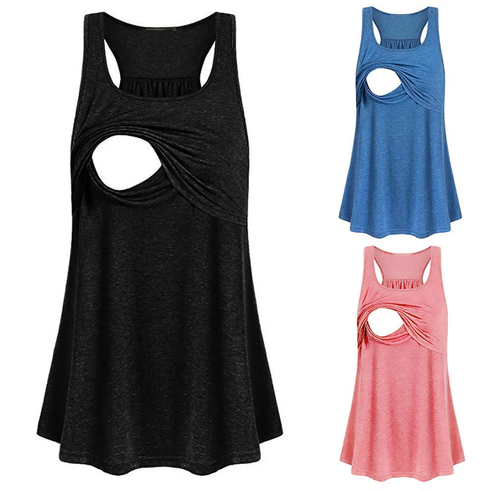 

Casual pregnant women Maternity Clothes Loose Comfy Pull-up Tank Vest Maternity TopsT-shirt Breastfeeding shirt Nursing Tops for