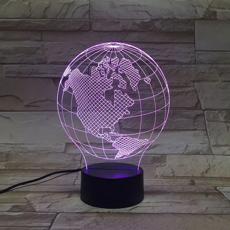 3D лампа, современный земной теллурион, американская атмосфера, меняющая цвет, с дистанционным управлением, светодиодный Ночной светильник, лампа для внутреннего украшения