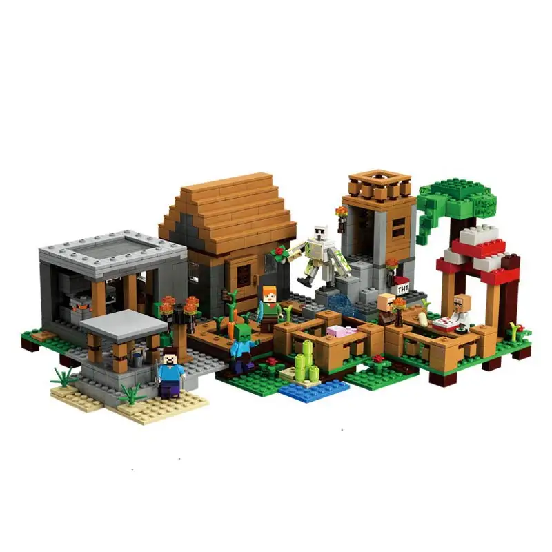 Village House Building Blocks With Steve & Villager Action Figures Compatible My World Bricks Set Gifts Toys 21128 Village House Building Blocks With Steve & Villager Action Figures Compatible My World Bricks Set Gifts Toys 21128