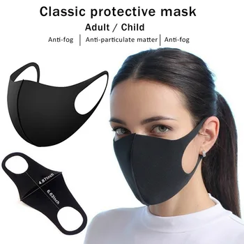 

5Pcs Black Anti Dust Mask 3D Anti Virus Protection Face Mask with Earloop Black Washable Men/Women/Children Windproof Mouth Mask