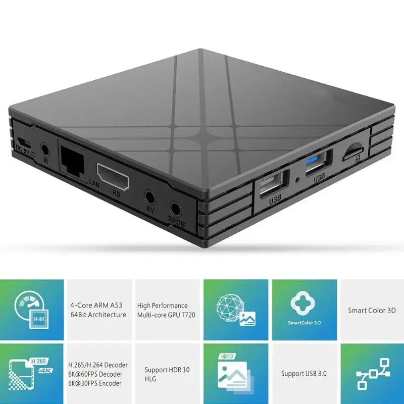 Смарт-ТВ приставка Eachlink H6 Mini 3+ 32G Android 7,0 2,4G wifi 100 Мбит/с Четырехъядерный 4K ТВ приставка Bluetooth приставка для Android
