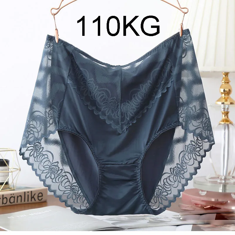 5XL High Waist Elasticity Lace Sexy Panties Soft Modal Seamless Women's briefs Flowers Hollow Lingerie Big Size Female underwear