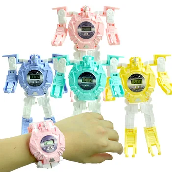 

Cartoon Transformation Wristwatch Toy Creative Electronic Robot Watch for Boy Children Robot Watch Toy Xmas and birthday Gift