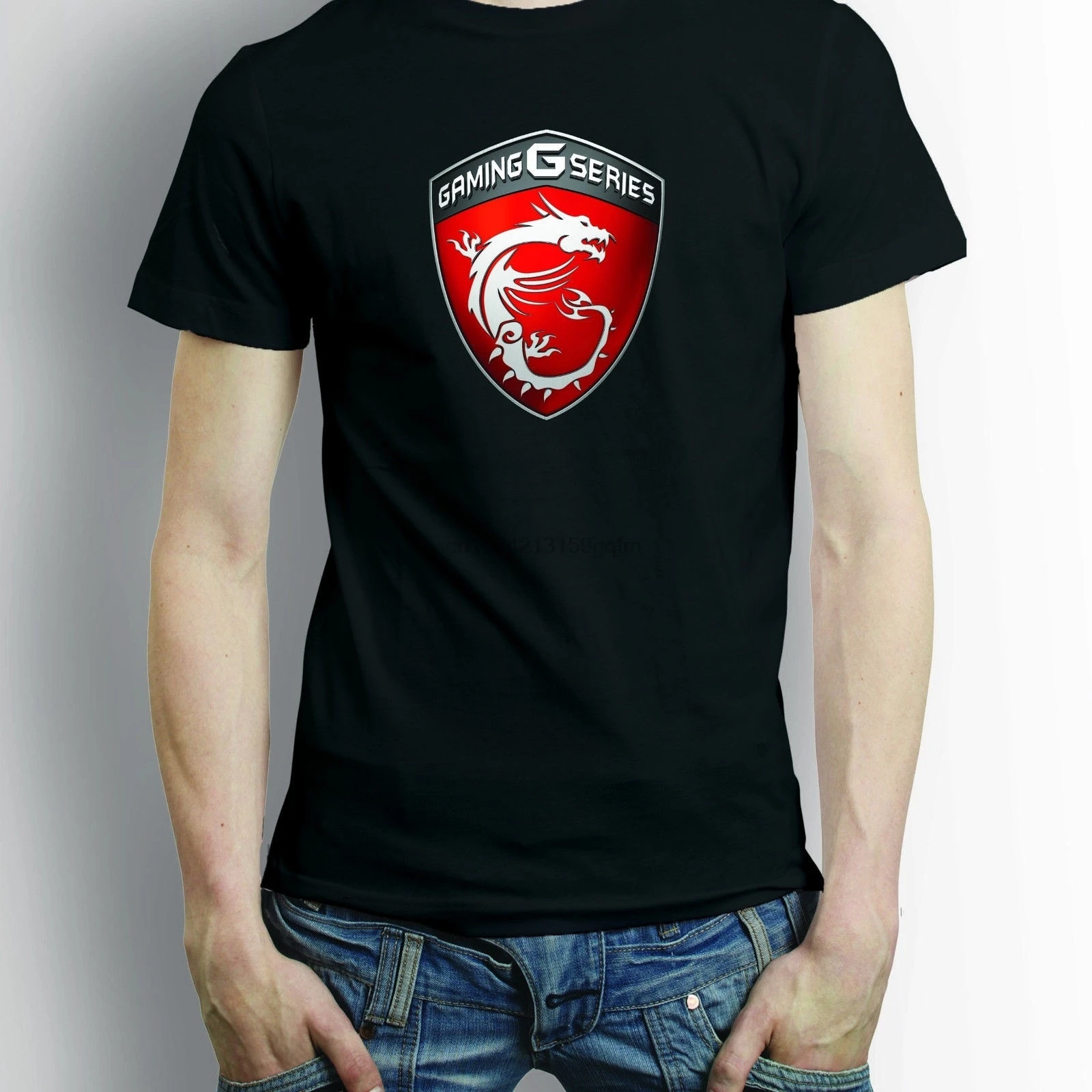 Игровая серия MSI Shield Logo черные летние хлопковые Модные мужские футболки с 3D