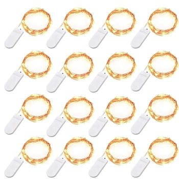

16 Pack LED Fairy Lights 20 LED Warm White Fairy String Lights 2M Waterproof Copper Wire LED Party Lights for Wedding Jars Craft