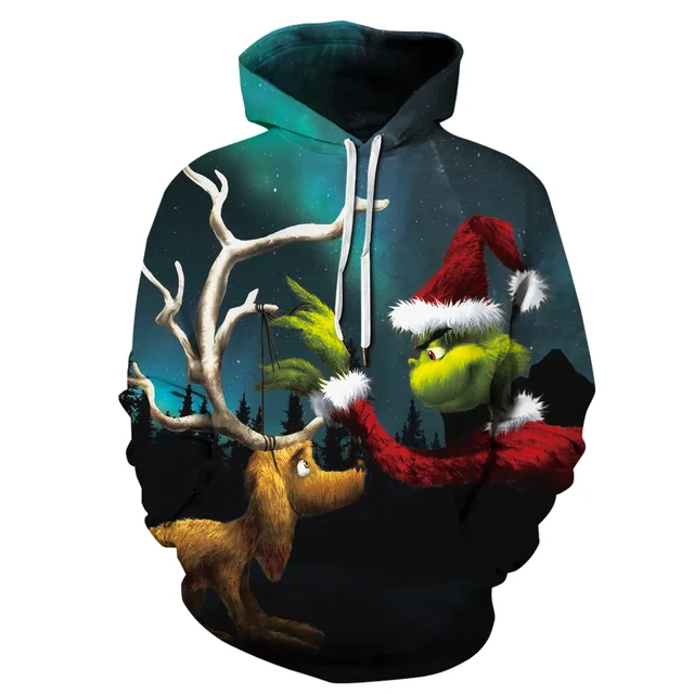 New Oversized Hoodie Men 3d Print Grinch Green Winter Sweatshirt Men/Women Sweater Jacket Fashion Pullovers Street Casual Clothe 11